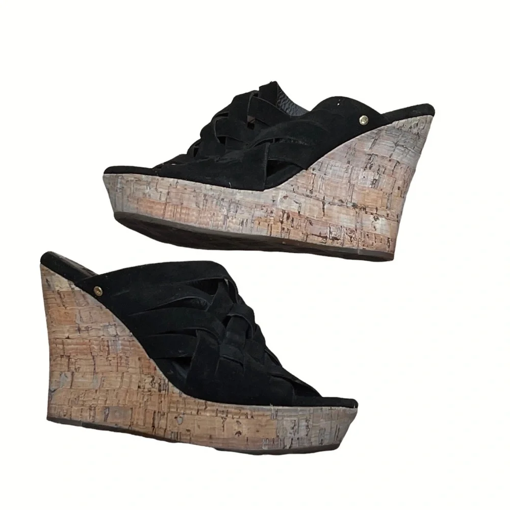 UGG Marta black cork wedge sandals